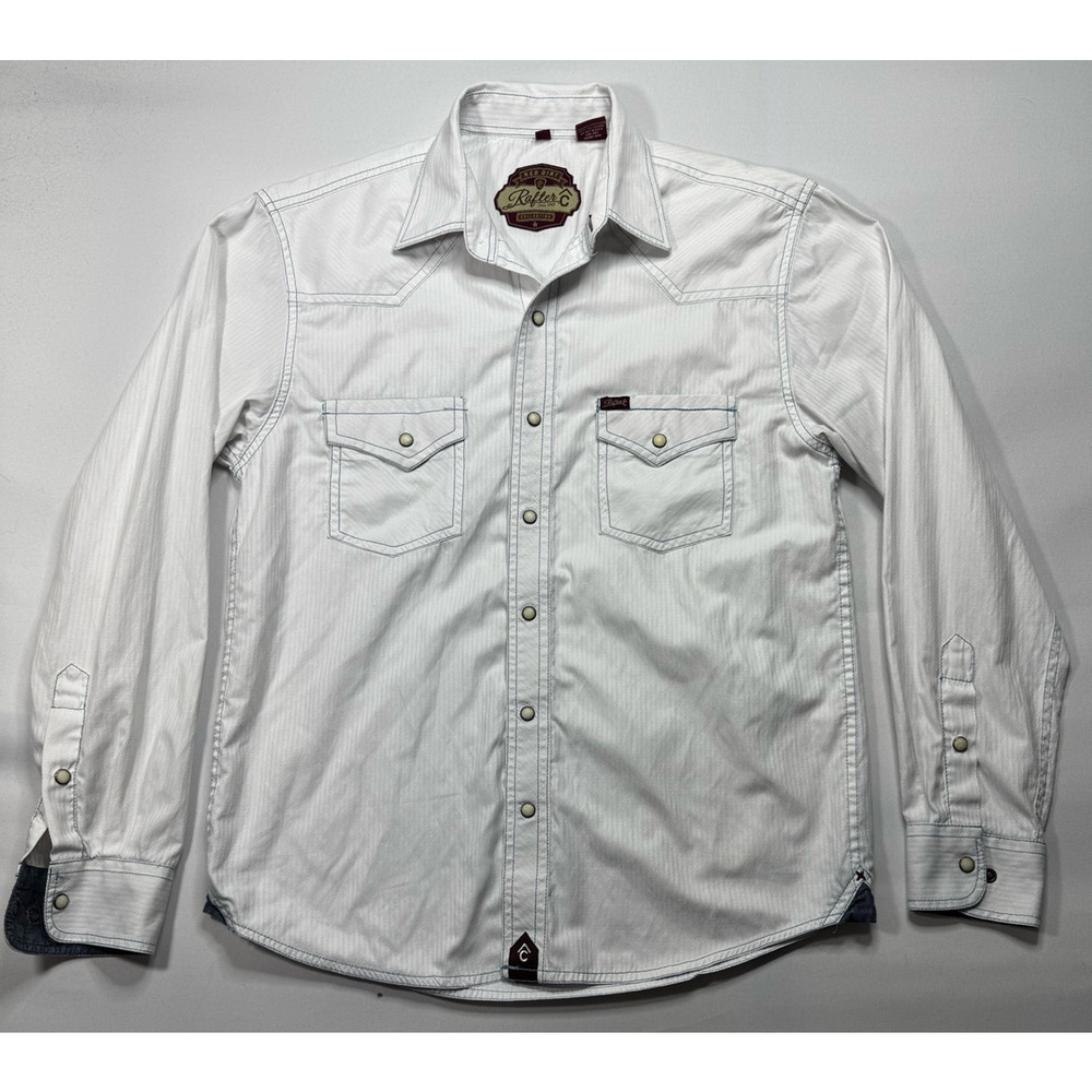 Rafter C Red Dirt Collection Men's Long Sleeve White Pearl Snap Western Shirt  M